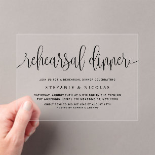 Invitaciones Acrílicas Cena de Black Pretty Calligraphy