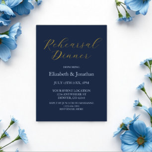 Invitaciones Acrílicas Cena de ensayo azul opulento