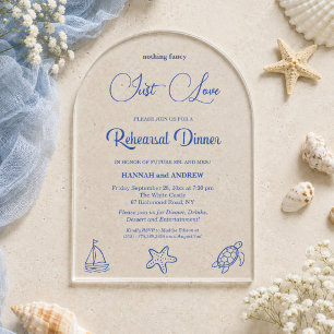 Invitaciones Acrílicas Cena de Ensayo Chic Just Love Sea Life