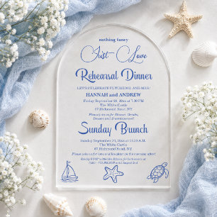 Invitaciones Acrílicas Cena de Ensayo Chic Just Love y Brunch Dominical