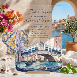 Invitaciones Acrílicas Cena de ensayo de acuarela de Venecia That's Amore