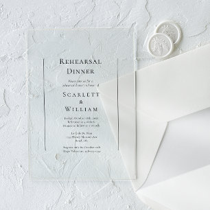 Invitaciones Acrílicas Cena de Ensayo de Boda Simple Tradicional
