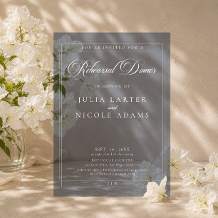 Invitaciones Acrílicas Cena de ensayo de caligrafía naval de marfil clási