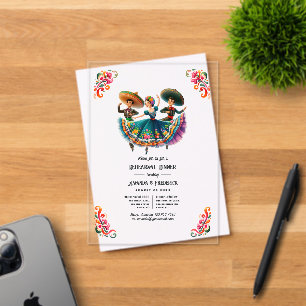 Invitaciones Acrílicas Cena de ensayo de Fiesta Folclórica Mexicana