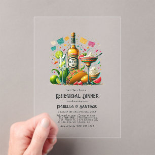 Invitaciones Acrílicas Cena de ensayo de tequila de fiesta mexicana