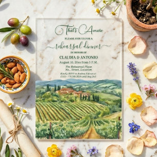 Invitaciones Acrílicas Cena de ensayo del viñedo italiano That's Amore