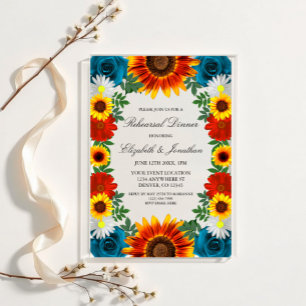 Invitaciones Acrílicas Cena de ensayo floral de verano en el patio traser