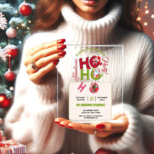 Invitaciones Acrílicas Cena divertida de Navidad HO HO HO Retro 