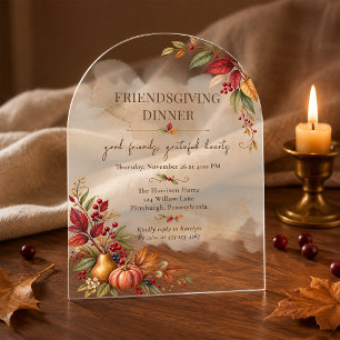 Invitaciones Acrílicas Cena elegante de Acción de Gracias con amigos con