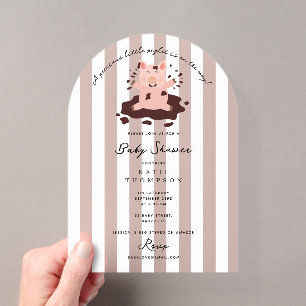 Invitaciones Acrílicas Cerdito Pequeño Animales de Granja Adorables Baby