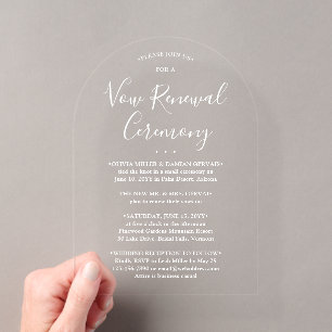 Invitaciones Acrílicas Ceremonia de Renovación de Votos Celebración de Bo