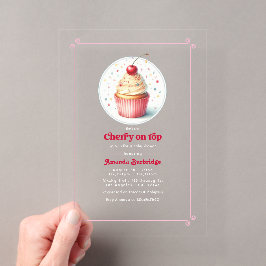 Invitaciones Acrílicas Cereza en la Cima Shower de Bebé