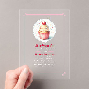 Invitaciones Acrílicas Cereza en la Cima Shower de Bebé