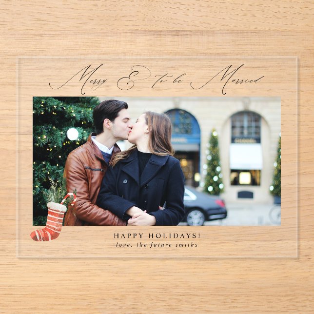 Invitaciones Acrílicas Cerezo Panorámico y Para Casarse Con Foto De Stock (Anverso)