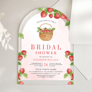 Invitaciones Acrílicas Cesta de Fresas Dulce Arco Bodas de Shower