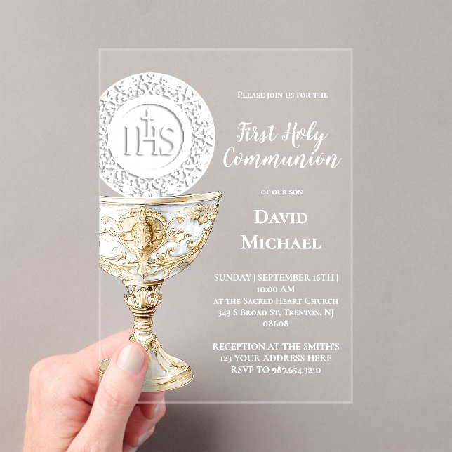 Invitaciones Acrílicas Chalice Host First Holy Communion (Insitu (portátil))