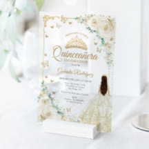 Champage Rosas Acuarela Marfil Quinceañera Dorada