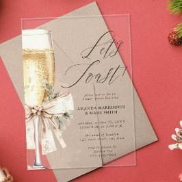 Invitaciones Acrílicas Champagne Let's Toast Winter Bridal Shower