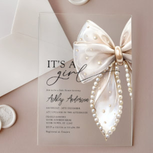 Invitaciones Acrílicas Champán Bebé Niña Baby Shower