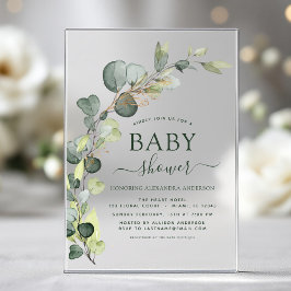 Invitaciones Acrílicas Chaparrito de Vegetación Eucalipto Suculento Elega