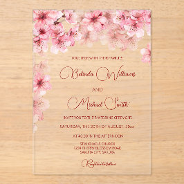 Invitaciones Acrílicas  Cherry Blossom Clear Wedding