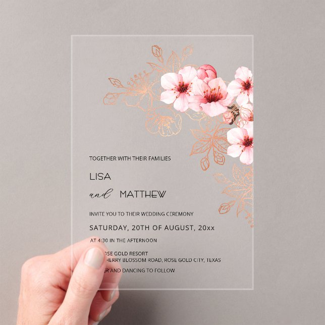 Invitaciones Acrílicas Cherry Blossom Pink White Wedding (Insitu (portátil))