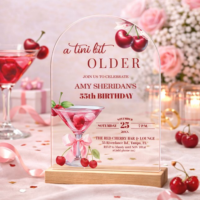 Invitaciones Acrílicas Chic A Tini Bit Mayor Martini de 55 Cumpleaños (Subido por el creador)