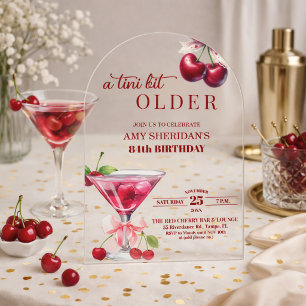 Invitaciones Acrílicas Chic A Tini Bit Mayor Martini de 84 Cumpleaños
