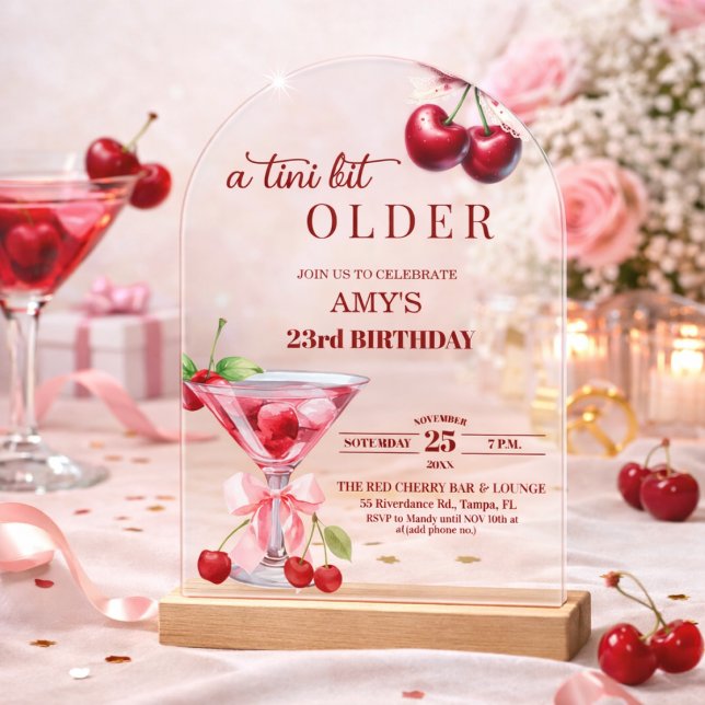 Invitaciones Acrílicas Chic A Tini Bit Mayor Martini de Cumpleaños 23 (Subido por el creador)