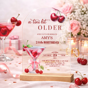 Invitaciones Acrílicas Chic A Tini Bit Mayor Martini de Cumpleaños 24