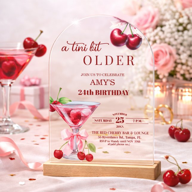 Invitaciones Acrílicas Chic A Tini Bit Mayor Martini de Cumpleaños 24 (Subido por el creador)