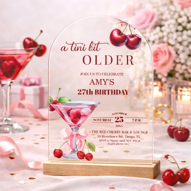 Invitaciones Acrílicas Chic A Tini Bit Mayor Martini de Cumpleaños 27 (Subido por el creador)