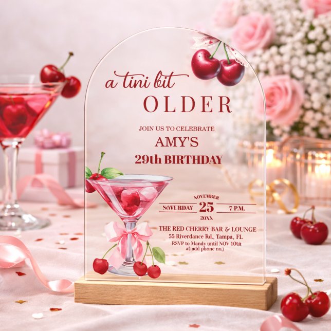 Invitaciones Acrílicas Chic A Tini Bit Mayor Martini de Cumpleaños 29 (Subido por el creador)