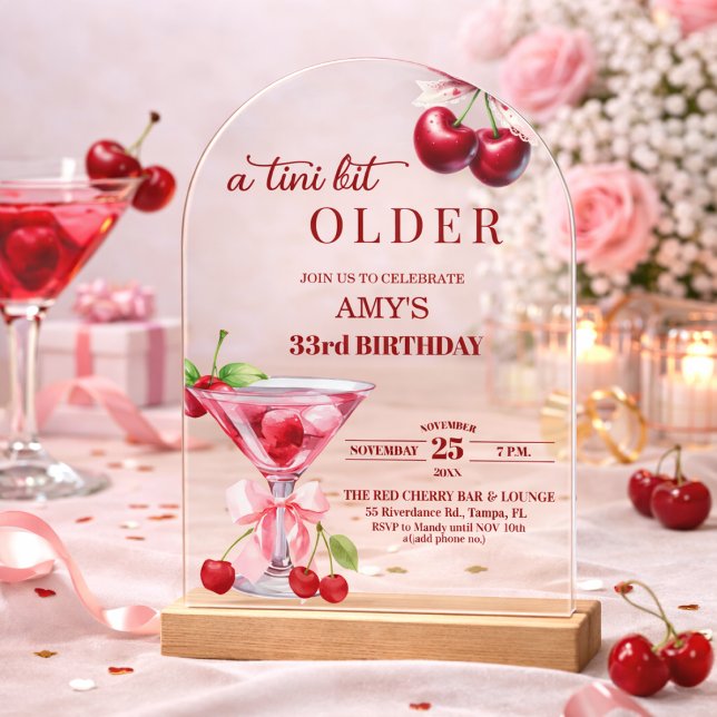Invitaciones Acrílicas Chic A Tini Bit Mayor Martini de Cumpleaños 33 (Subido por el creador)