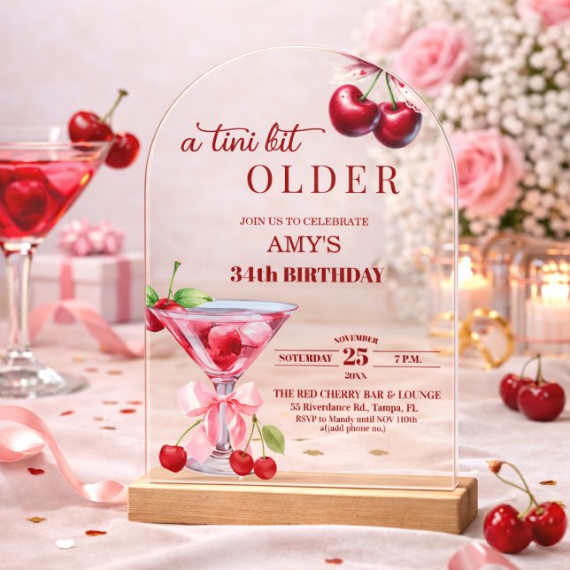 Invitaciones Acrílicas Chic A Tini Bit Mayor Martini de Cumpleaños 34 (Subido por el creador)