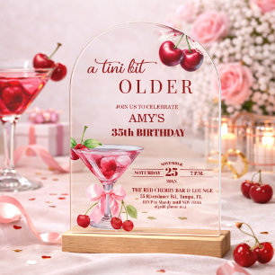 Invitaciones Acrílicas Chic A Tini Bit Mayor Martini de Cumpleaños 35