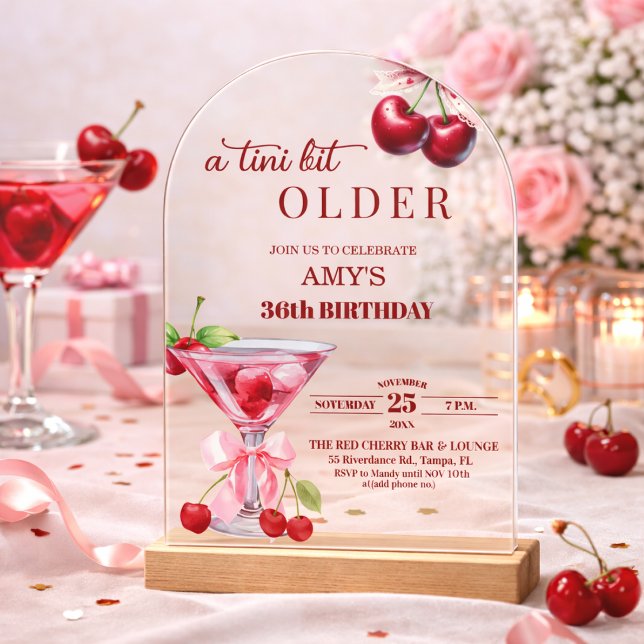 Invitaciones Acrílicas Chic A Tini Bit Mayor Martini de Cumpleaños 36 (Subido por el creador)