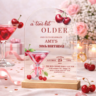 Invitaciones Acrílicas Chic A Tini Bit Mayor Martini de Cumpleaños 38