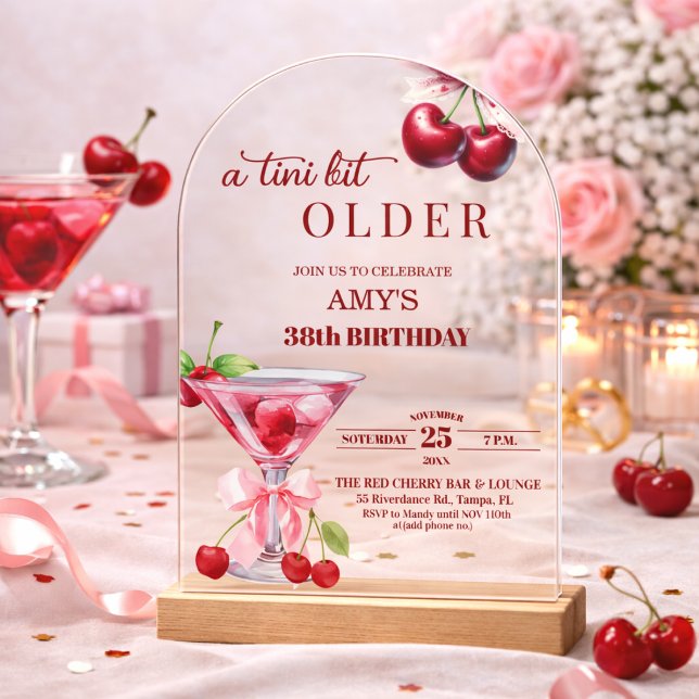 Invitaciones Acrílicas Chic A Tini Bit Mayor Martini de Cumpleaños 38 (Subido por el creador)