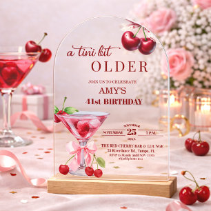 Invitaciones Acrílicas Chic A Tini Bit Mayor Martini de Cumpleaños 41