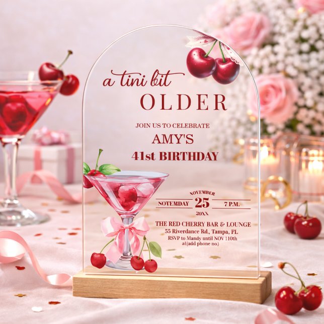 Invitaciones Acrílicas Chic A Tini Bit Mayor Martini de Cumpleaños 41 (Subido por el creador)