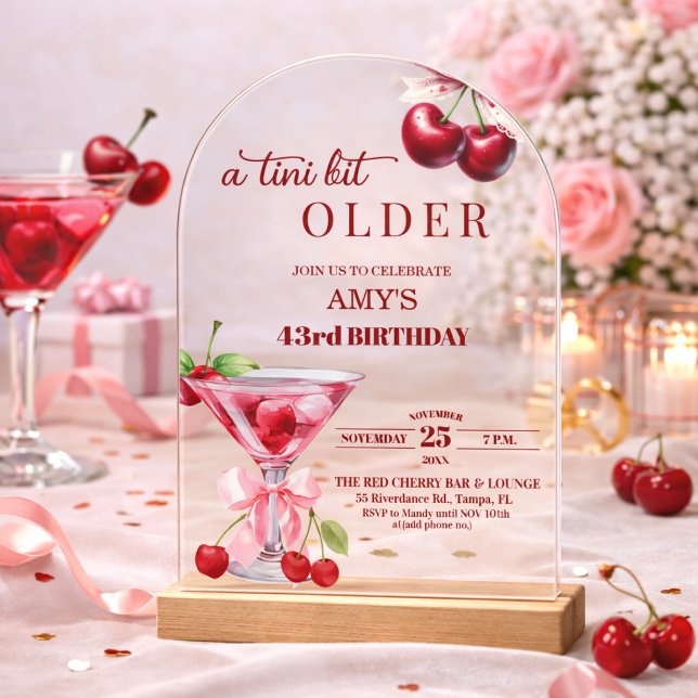 Invitaciones Acrílicas Chic A Tini Bit Mayor Martini de Cumpleaños 43 (Subido por el creador)