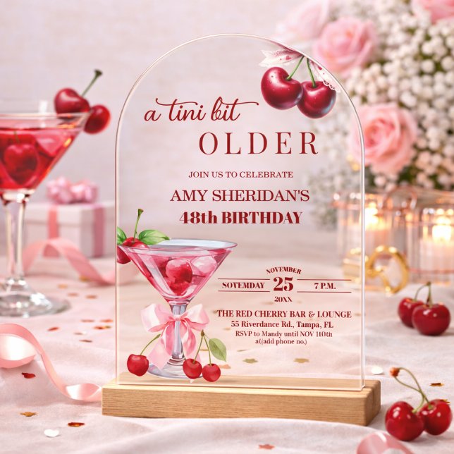 Invitaciones Acrílicas Chic A Tini Bit Mayor Martini de Cumpleaños 48 (Subido por el creador)