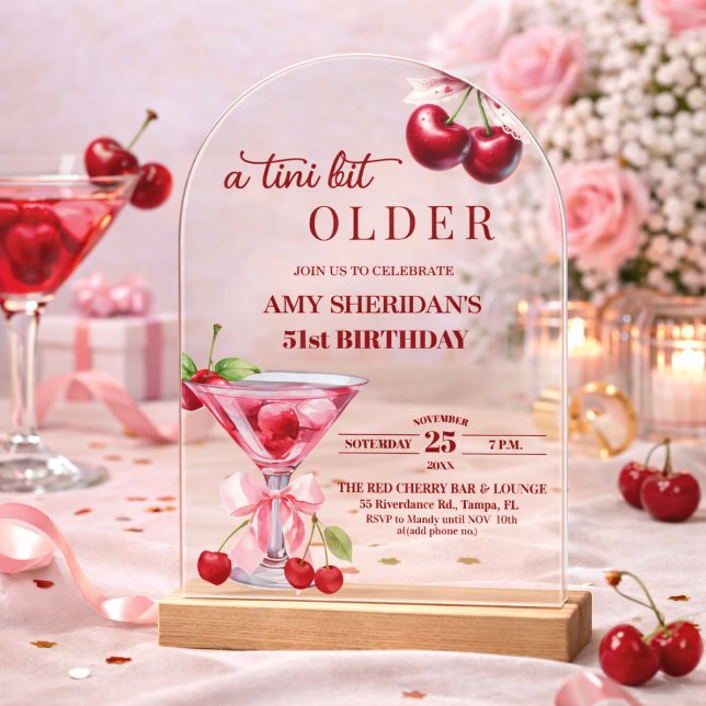 Invitaciones Acrílicas Chic A Tini Bit Mayor Martini de Cumpleaños 51 (Subido por el creador)