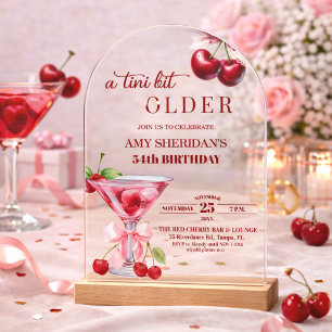 Invitaciones Acrílicas Chic A Tini Bit Mayor Martini de Cumpleaños 54