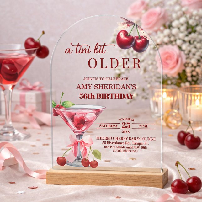 Invitaciones Acrílicas Chic A Tini Bit Mayor Martini de Cumpleaños 56 (Subido por el creador)