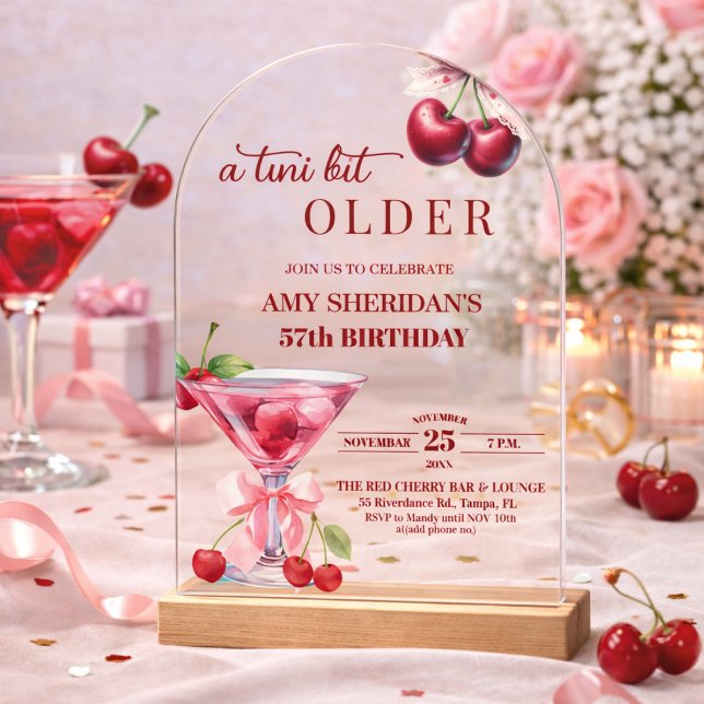 Invitaciones Acrílicas Chic A Tini Bit Mayor Martini de Cumpleaños 57 (Subido por el creador)