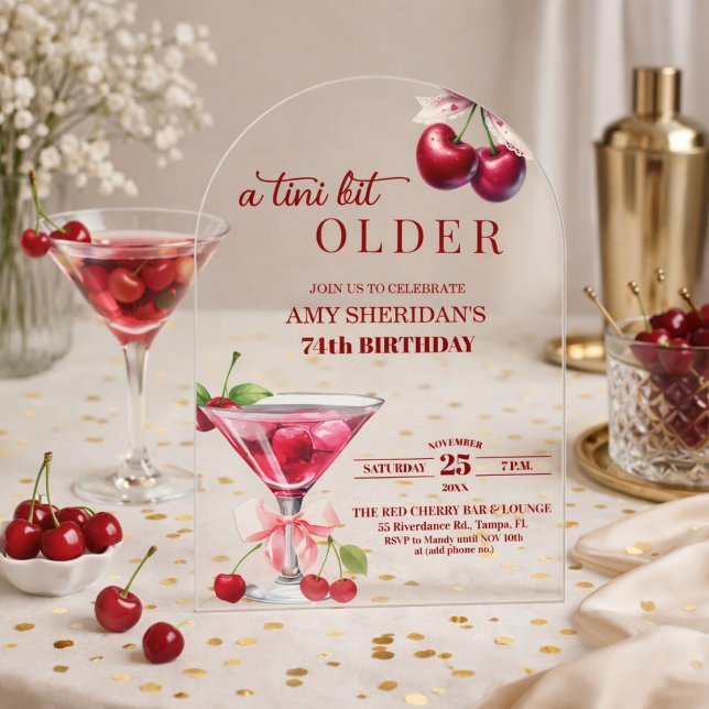Invitaciones Acrílicas Chic A Tini Bit Mayor Martini de Cumpleaños 74 (Subido por el creador)