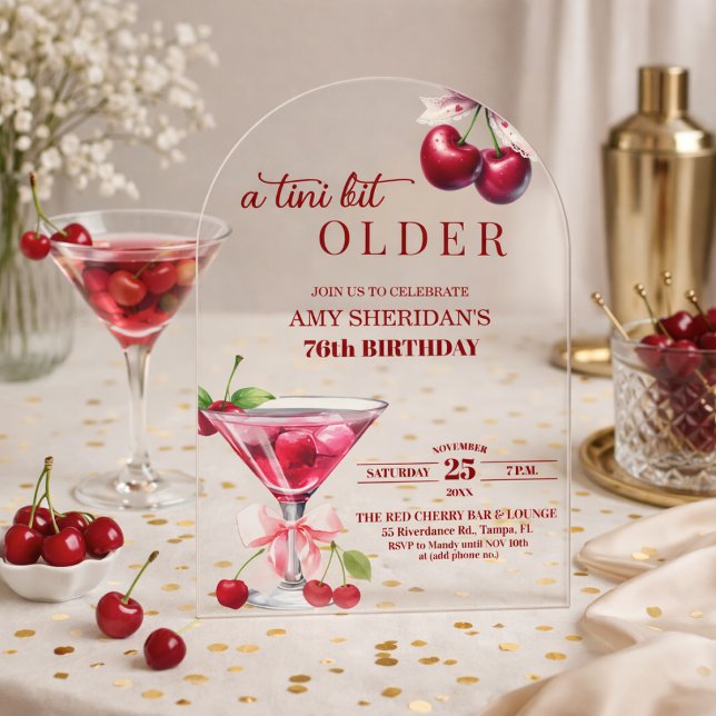 Invitaciones Acrílicas Chic A Tini Bit Mayor Martini de Cumpleaños 76 (Subido por el creador)