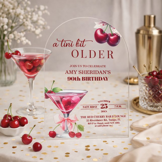 Invitaciones Acrílicas Chic A Tini Bit Mayor Martini de Cumpleaños 90 (Subido por el creador)
